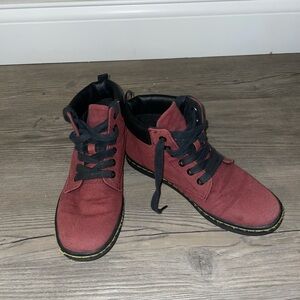 Dr Martens Maelly Maroon Canvas Boots